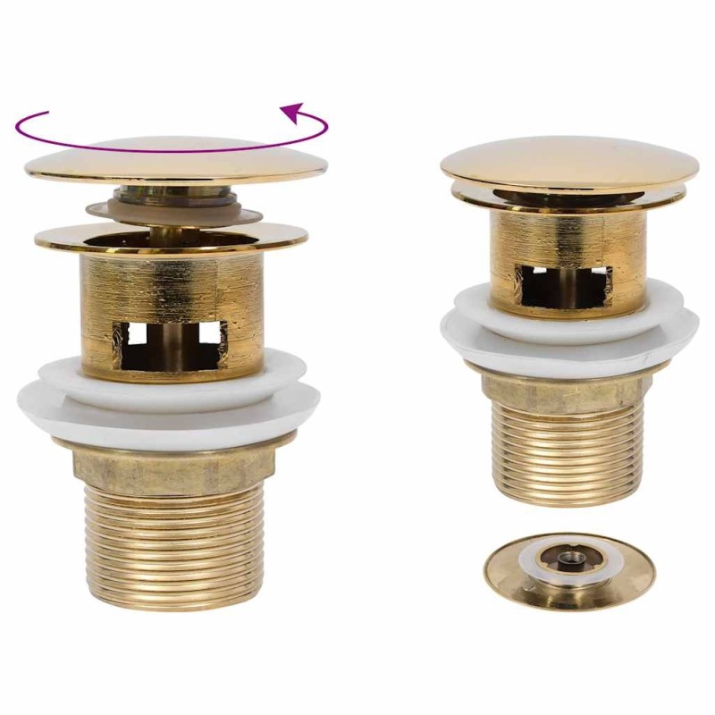 Drain à poussoir avec débordement Doré 6,4x6,4x9,1 cm 618037618037
