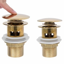 Drain à poussoir avec débordement Doré 6,4x6,4x9,1 cm 618037618037