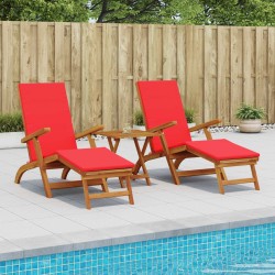 Chaise longue inclinable et pliable 3 pcs Rouge 618044618044