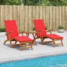 Chaise longue inclinable et pliable 3 pcs Rouge 618044618044