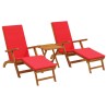 Chaise longue inclinable et pliable 3 pcs Rouge 618044618044