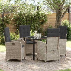 Ensemble de salle à manger pour jardin 5 pcs Gris clair 618051618051