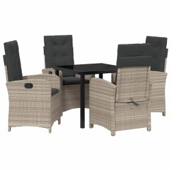 Ensemble de salle à manger pour jardin 5 pcs Gris clair 618051618051