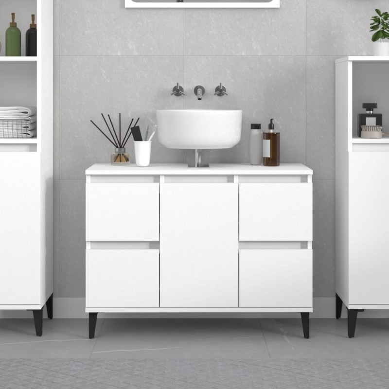 Meuble d'évier blanc 80x33x60 cm bois d'ingénierie 618055618055