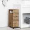 Meuble étroit de salle de bain à roulettes chêne artisanal 618056618056