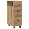 Meuble étroit de salle de bain à roulettes chêne artisanal 618056618056