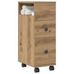 Meuble étroit de salle de bain à roulettes chêne artisanal 618056618056