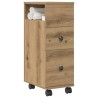Meuble étroit de salle de bain à roulettes chêne artisanal 618056618056