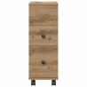 Meuble étroit de salle de bain à roulettes chêne artisanal 618056618056