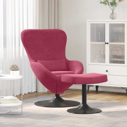 Chaise Œuf avec Pouf Bordeaux Velours 618059618059