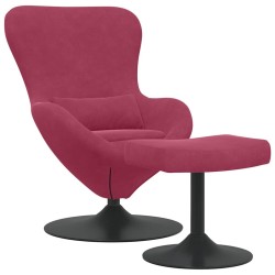 Chaise Œuf avec Pouf Bordeaux Velours 618059618059