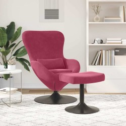 Chaise Œuf avec Pouf Bordeaux Velours 618059618059