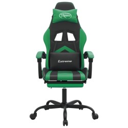 Chaise de jeu pivotante et repose-pied Noir et vert Similicuir 618063618063