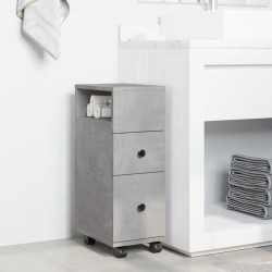 Meuble étroit de salle de bain à roulettes gris béton 618067618067