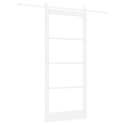 Porte coulissante Blanc 93 x 211 cm Bois de pin massif et verre 618072618072