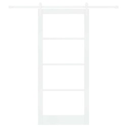 Porte coulissante Blanc 93 x 211 cm Bois de pin massif et verre 618072618072