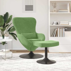 Chaise Œuf avec Pouf Vert clair Velours 618075618075