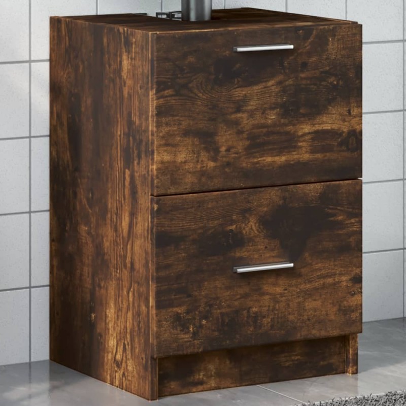 Meuble d'évier chêne fumé 40x37x59 cm bois d'ingénierie 618081618081