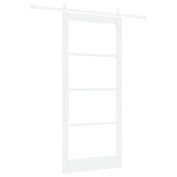 Porte coulissante Blanc 93 x 211 cm Bois de pin massif et verre 618084618084