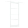 Porte coulissante Blanc 93 x 211 cm Bois de pin massif et verre 618084618084