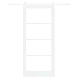 Porte coulissante Blanc 93 x 211 cm Bois de pin massif et verre 618084618084