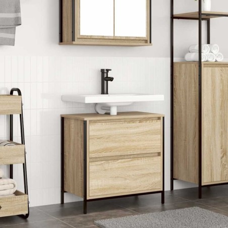 Meuble de salle de bain lavabo et tiroirs chêne sonoma 618085618085