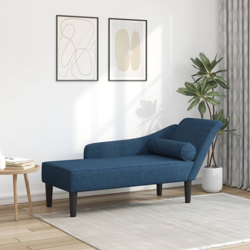 Chaise longue avec coussins bleu tissu 618087618087