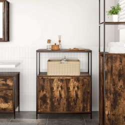 Meuble de salle de bain avec étagères chêne fumé 76,5x35x95 cm 618095618095