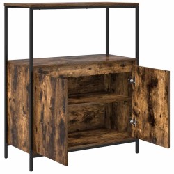Meuble de salle de bain avec étagères chêne fumé 76,5x35x95 cm 618095618095