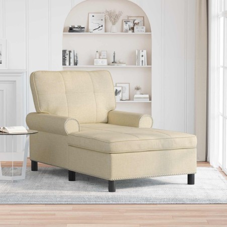 Chaise longue avec coussin Crème 91 x 157 x 91 cm tissu 618100618100