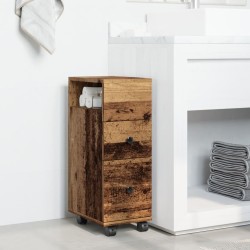 Meuble étroit de salle de bain à roulettes vieux bois 618102618102