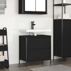 Meuble de salle de bain lavabo tiroirs chêne noir 60x34,5x60 cm 618104618104
