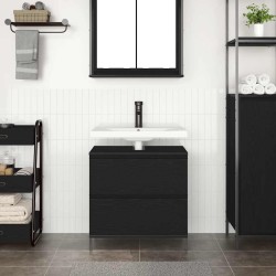 Meuble de salle de bain lavabo tiroirs chêne noir 60x34,5x60 cm 618104618104