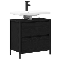 Meuble de salle de bain lavabo tiroirs chêne noir 60x34,5x60 cm 618104618104
