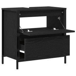 Meuble de salle de bain lavabo tiroirs chêne noir 60x34,5x60 cm 618104618104