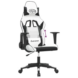 Chaise de jeu de massage Blanc et noir Similicuir 618107618107