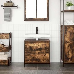 Meuble de salle de bain lavabo tiroirs chêne fumé 60x34,5x60 cm 618110618110