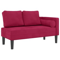 Chaise longue avec coussins rouge bordeaux velours 618111618111
