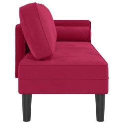 Chaise longue avec coussins rouge bordeaux velours 618111618111