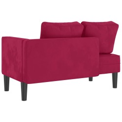 Chaise longue avec coussins rouge bordeaux velours 618111618111