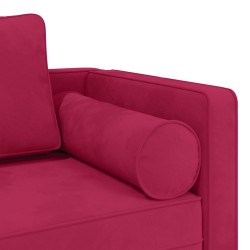 Chaise longue avec coussins rouge bordeaux velours 618111618111