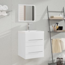 Meuble lavabo avec bassin intégré Blanc Bois d'ingénierie 618112618112