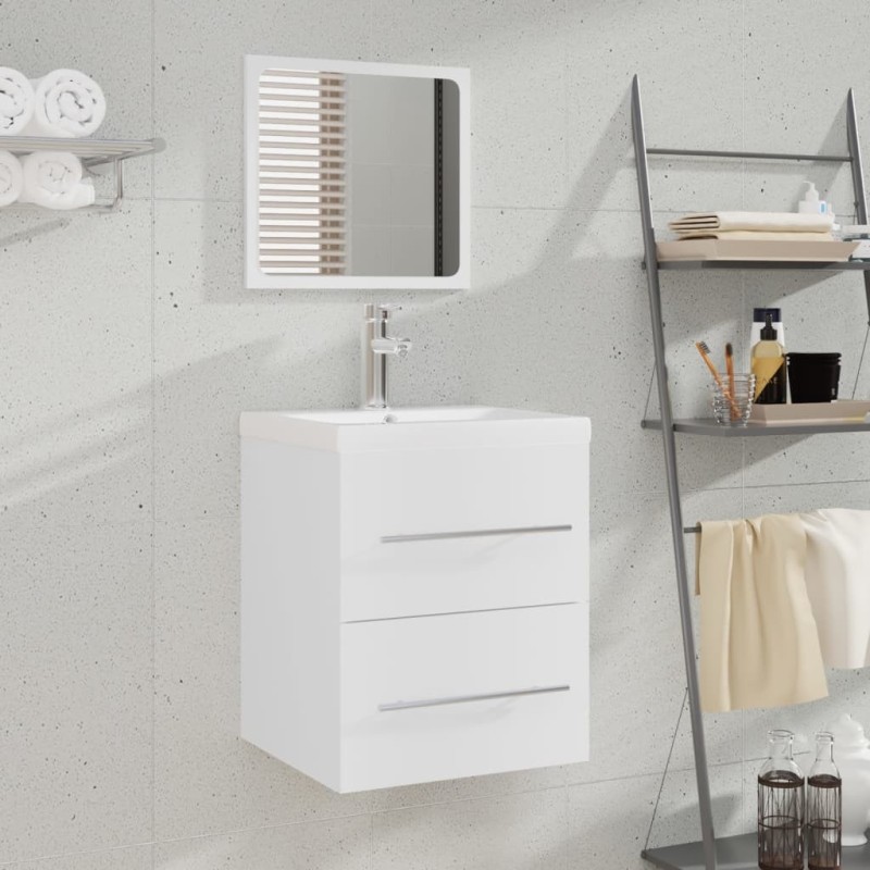Meuble lavabo avec bassin intégré Blanc Bois d'ingénierie 618112618112