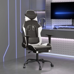 Chaise de jeu de massage avec repose-pied Noir&Blanc Similicuir 618117618117