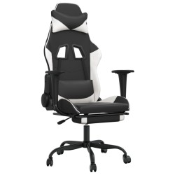 Chaise de jeu de massage avec repose-pied Noir&Blanc Similicuir 618117618117