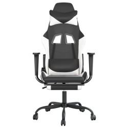 Chaise de jeu de massage avec repose-pied Noir&Blanc Similicuir 618117618117