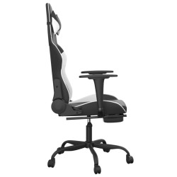 Chaise de jeu de massage avec repose-pied Noir&Blanc Similicuir 618117618117