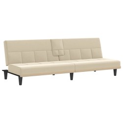 Canapé-lit avec porte-gobelets crème tissu 618136618136