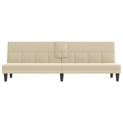 Canapé-lit avec porte-gobelets crème tissu 618136618136