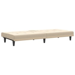 Canapé-lit avec porte-gobelets crème tissu 618136618136